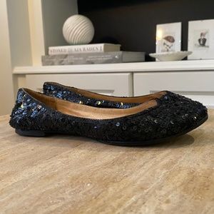 Black Sequin Ballet Flats - Size 7